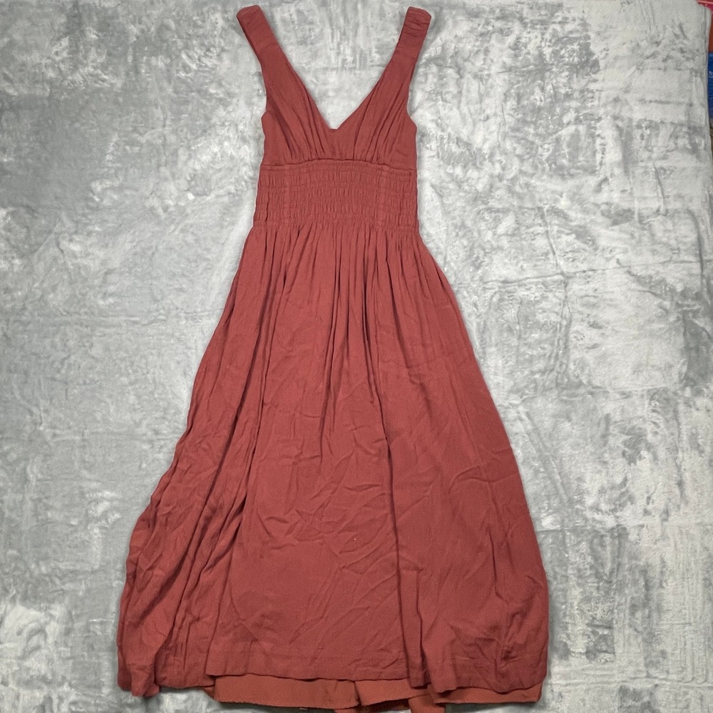 Abercrombie & Fitch Maxi Dress Women Dusty Rose Smocked V-Neck Sleeveless XS